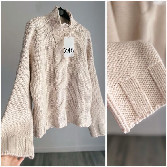 ZARA CABLE KNIT SWEATER CHUNKY - Picture 1 of 10